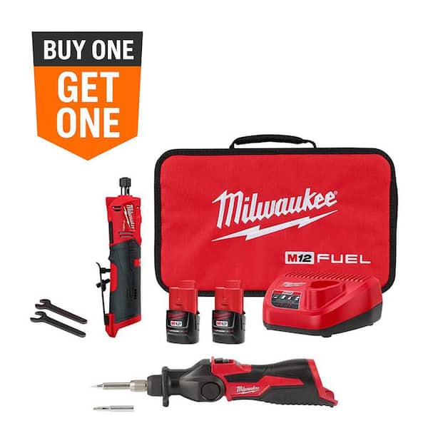 M12 FUEL 12V Lithium-Ion Brushless Cordless 1/4 in. Straight Die Grinder Kit w/M12 Soldering Iron