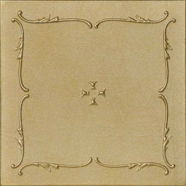 A La Maison Ceilings Spring Buds 1.6 ft. x 1.6 ft. Glue Up Foam Ceiling Tile in Light Brass