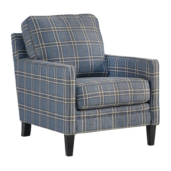 Benjara Blue and Brown Polyester Accent Chair