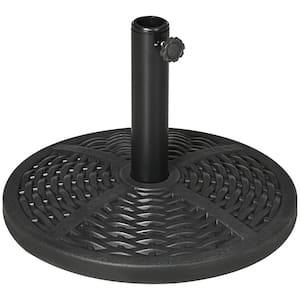 21 lbs. Market Patio Umbrella Base Holder 18 in. Heavy Duty Round Parasol Stand with Rattan Design for Patio in Black
