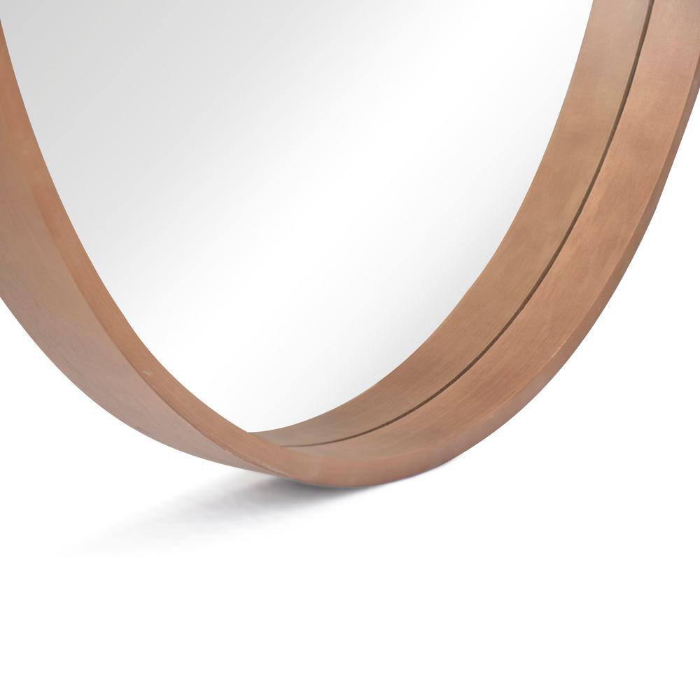 24-Inch Round Walnut Wood Frame Wall Mirror