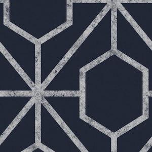 Rinku Navy and Silver Removable Wallpaper