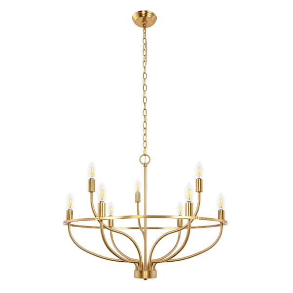 YANSUN 9-Light Farmhouse Gold Chandelier with Island Circle Design for Dining Room, Living Room, or Entryway