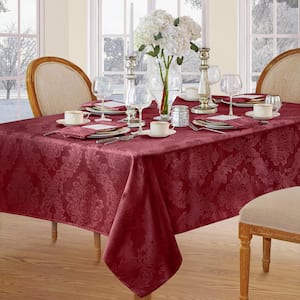 60 in. W x 120 in. L Burgundy Barcelona Damask Fabric Tablecloth