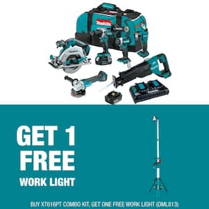 18V 5.0Ah LXT Brushless Cordless 6-Piece Combo Kit with bonus 18V LXT Lithium-Ion Cordless Tower Work Light (Light Only)