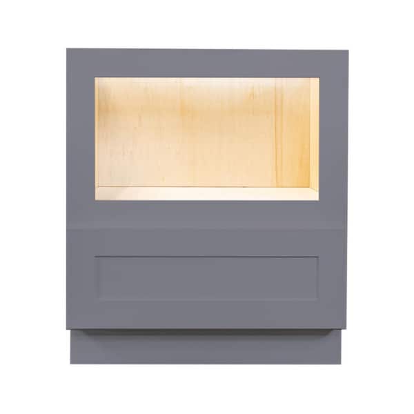 LIFEART CABINETRY Lancaster Gray Plywood Shaker Stock Assembled Base Microwave Kitchen Cabinet 30 in. W x 34.5 in. H x 24 in. D