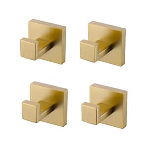 J-Hook Wall Mounted Hook Robe/Towel Hooks in Gold 4-Pieces
