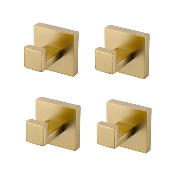 ALEASHA J-Hook Wall Mounted Hook Robe/Towel Hooks in Gold 4-Pieces