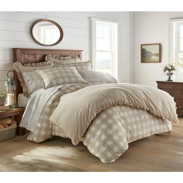 Stone Cottage Braxton 3-Piece Beige Plaid Cotton King Comforter Set