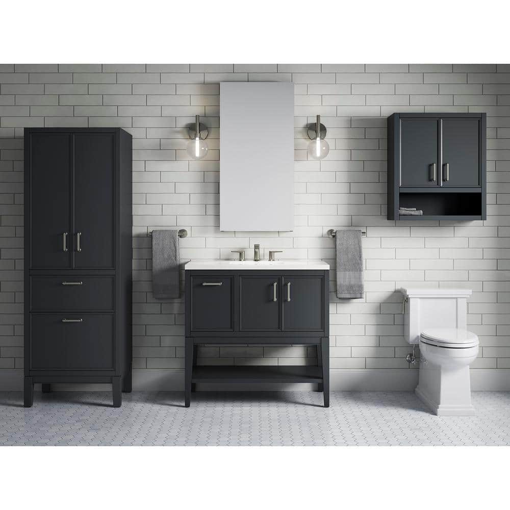 Winnow 36-Inch Slate Gray Painted MDF Bathroom Vanity with Quartz Top