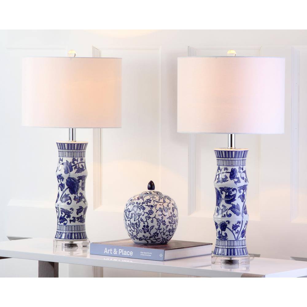 Pauley 23-inch White Shell Flower Table Lamp with Cotton Shade