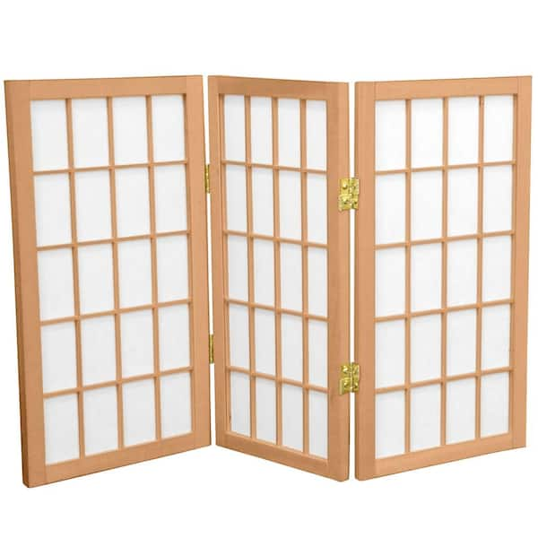 Oriental Furniture 3-Panel Tall Desktop Window Pane Shoji Screen, Natural