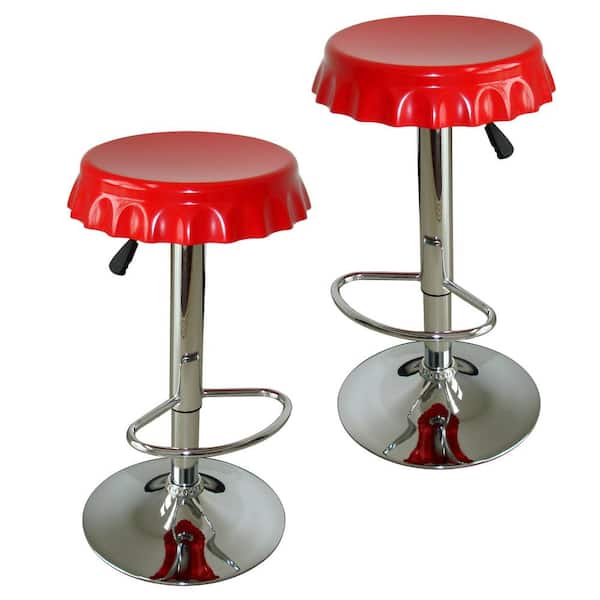 Red Bar Stool And Table Set, Retro 3 Piece Chrome Bar Stools And Table Set
