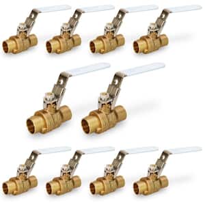 1/2 in. SWT x 1/2 in. SWT Premium Brass Full Port Ball Valve with Lock Handle (10-Pack)