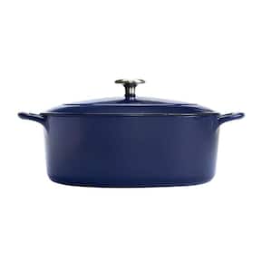 Gourmet 5.5 qt. Oval Enameled Cast Iron Dutch Oven in Gradated Cobalt with Lid