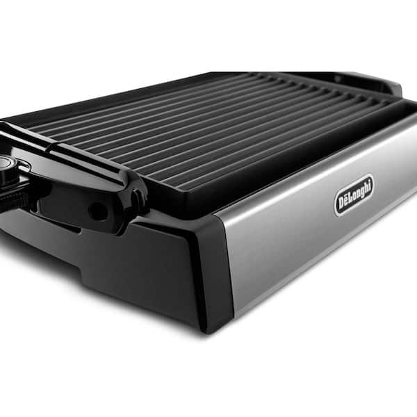 Hamilton Beach Searing Grill 118 in. Stainless Steel Indoor Grill with Non-Stick Plates, Silver