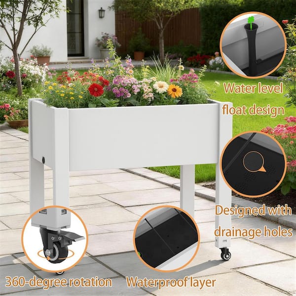 Unbranded Plastic Plant Raised Garden Bed Outdoor (30.04 in. H D x 17.72  in. W x 28.9 in. H) 438B- white