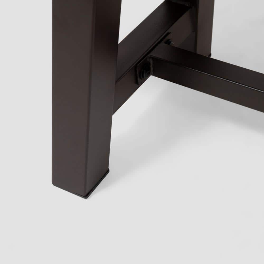 Black and Brown Acacia Wood Outdoor Bench