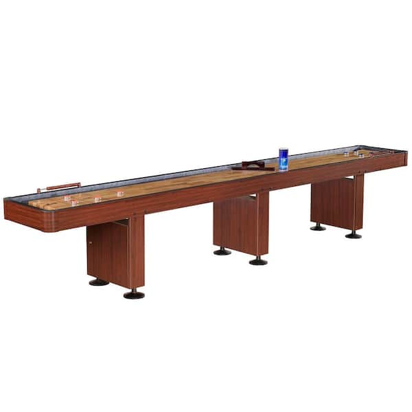 Hathaway Challenger 14 ft. Shuffleboard Table w Dark Cherry Finish, Hardwood Playfield and Storage