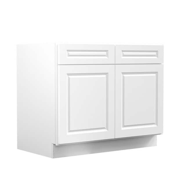 42 in. W x 24 in. D x 34.5 in. H in Cameo White Plywood Ready to Assemble Kitchen Base Cabinet