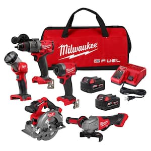 M18 18-Volt Lithium-Ion Brushless Cordless FUEL Combo Kit (5-Tool) with 2-Batteries, 1-Charger, and Tool Bag