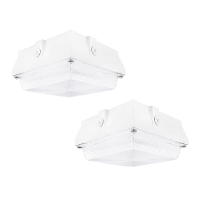 150-Watt Equivalent White Integrated Outdoor LED Security Light, 2200 Lumens, Ceiling/Canopy Security Lighting (2-Pack)