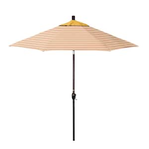 9 ft. Bronze Aluminum Market Patio Umbrella with Lift and Push-Button Tilt in Donovan Garden-Canary Pacifica Premium