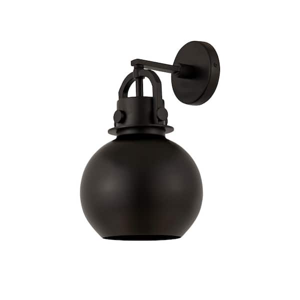 Innovations Newton Sphere 1-Light Matte Black Wall Sconce with Black Metal Shade