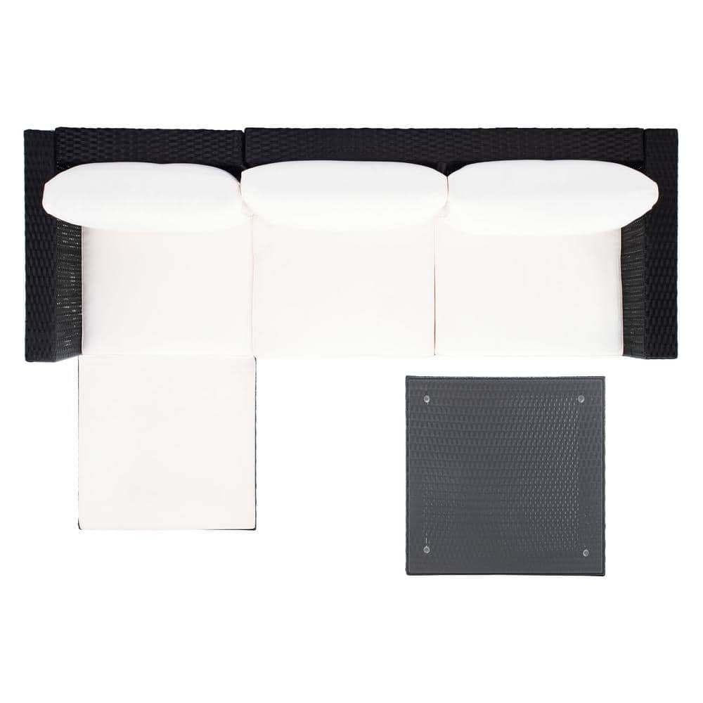 Transitional 3-Person Beige and Black Outdoor Conversation Set