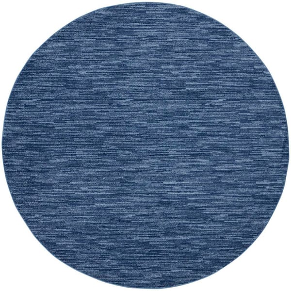 Essentials 10 ft. x 10 ft. Navy Blue Solid Contemporary Round Area Rug