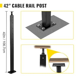 Cable Railing Post Level Deck Stair Post 42 x 0.98 x 1.97 in. Cable Handrail Post Stainless Steel Brushed Finishing Deck