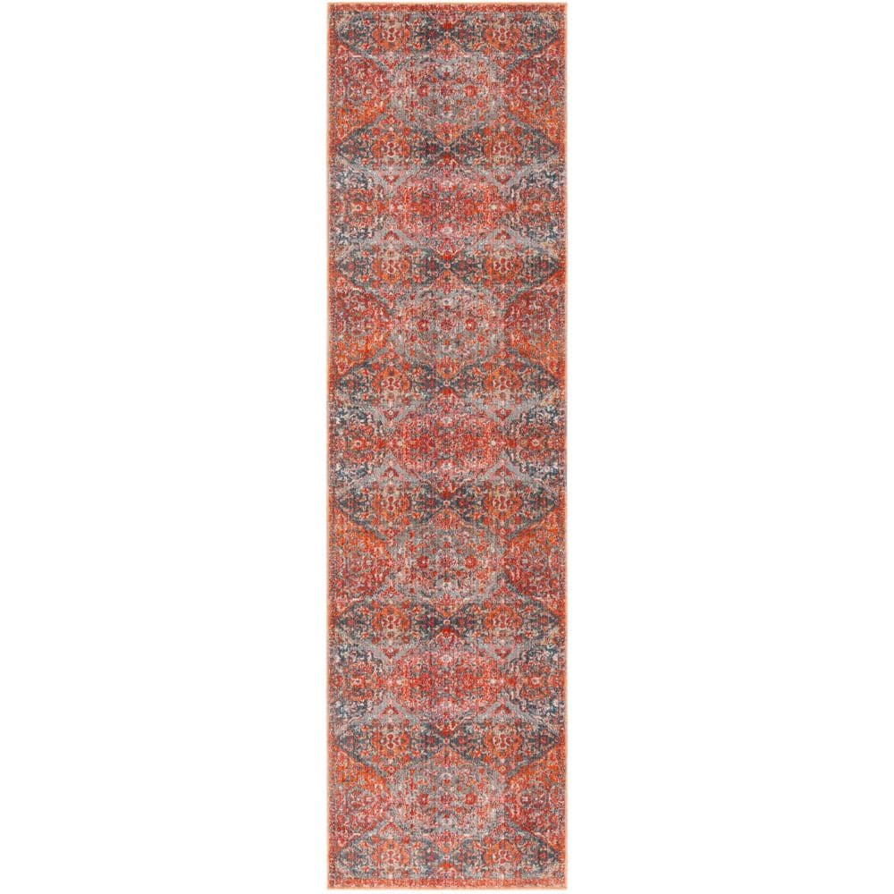 Vintage Persian 2 ft. x 8 ft. Aqua/Orange Distressed Diamond Oriental Runner Rug price history on PriceWatchPro