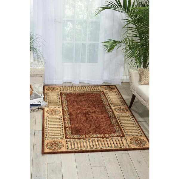 Vallencierre Brown 4 ft. x 6 ft. Geometric Farmhouse Area Rug