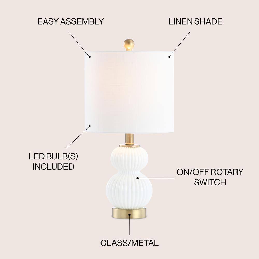 Daphne 20" White and Brass Ribbed Metal Table Lamp