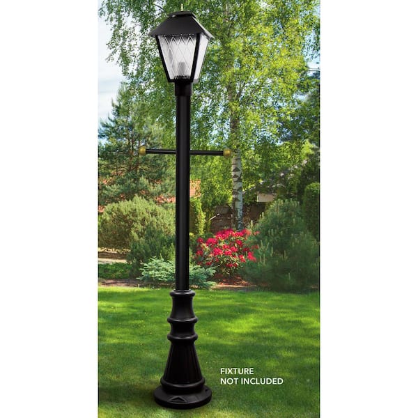 6 ft. Black Surface Mount Aluminum Lamp Post w/ Cross Arm & Cast Aluminum Base & Decorative Cover Hardware Included