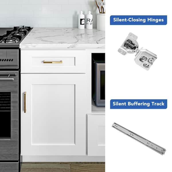 18 in. W x 24 in. D x 34.5 in. H Ready to Assemble Solid Wood Shaker Base Kitchen Cabinet in White