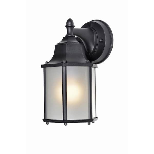 Side Door 5.5 in. W 1-Light Black Outdoor Wall Lantern Sconce