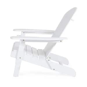 White Outdoor Foldable Reclining Wood Adirondack Chair