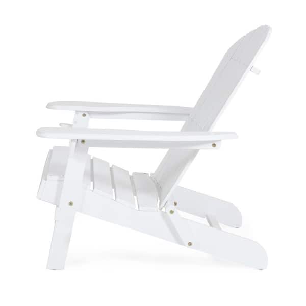Tenleaf White Outdoor Foldable Reclining Wood Adirondack Chair