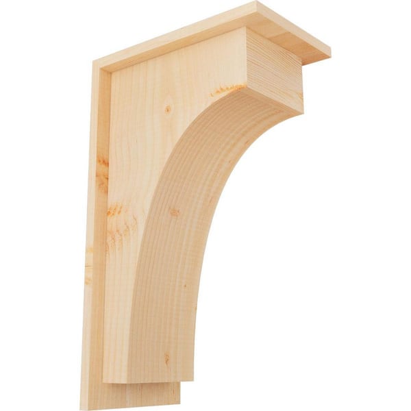 Ekena Millwork 7-1/2 in. x 12 in. x 20 in. Douglas Fir Huntington Smooth Corbel with Backplate