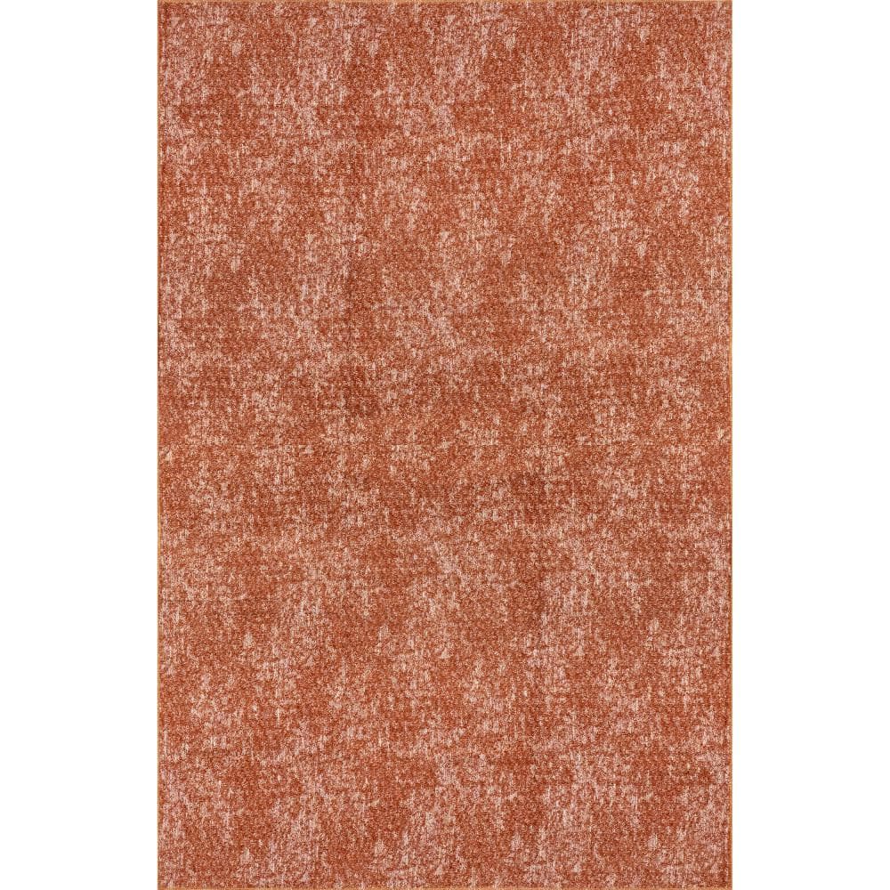 Elspeth Orange Synthetic Washable Non-slip Area Rug