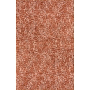 Elspeth Casual Faded Machine Washable Orange 4 ft. x 6 ft. Modern Area Rug
