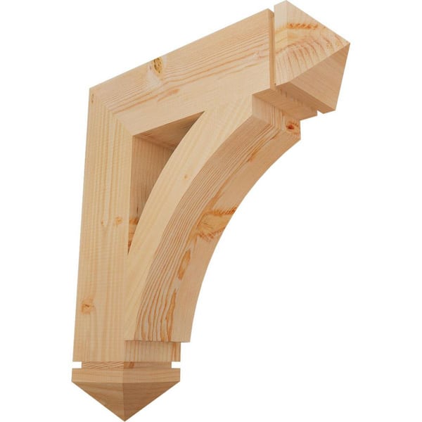 Ekena Millwork 5.5 in. x 28 in. x 24 in. Douglas Fir Thorton Arts and Crafts Smooth Bracket