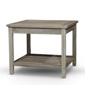 Light Grey 2-Shelf Wood Outdoor Dining Table with 2-Shelf