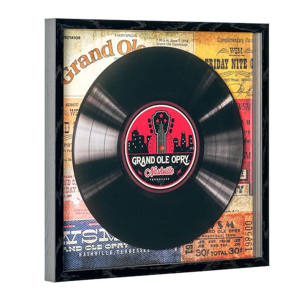 Grand Ole Opry Tickets Black Vinyl Record in Shadowbox Frame 14.75 in. x 14.75 in. Wall Art for Music Decor