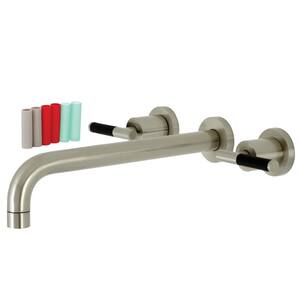 Kaiser 2-Handle Wall Mount Tub Faucet in Brushed Nickel (Valve Included)