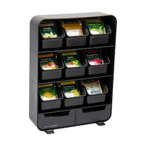 Anchor Collection, 9-Drawer Tea Bag Organizer, Removable Drawers, Black