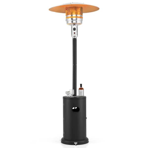 50,000 BTU Black Outdoor Propane Patio Heater with Round Table Design, Tip-Over Protection, Freestanding Outdoor Heater