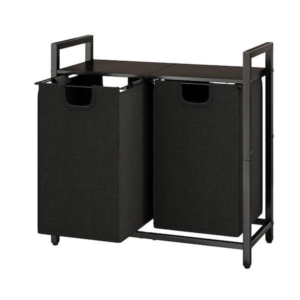 44.5L (2 x 11.8 Gal.) Bathroom Laundry Hamper with Shelf and Pull-Out Removable Bags for Bathroom Dirty Clothes Storage