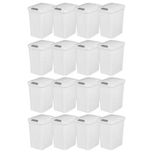 7.5 Gal. White Touch-Top Wastebasket Plastic Household Trash Can with Titanium Latch (16-Pack)